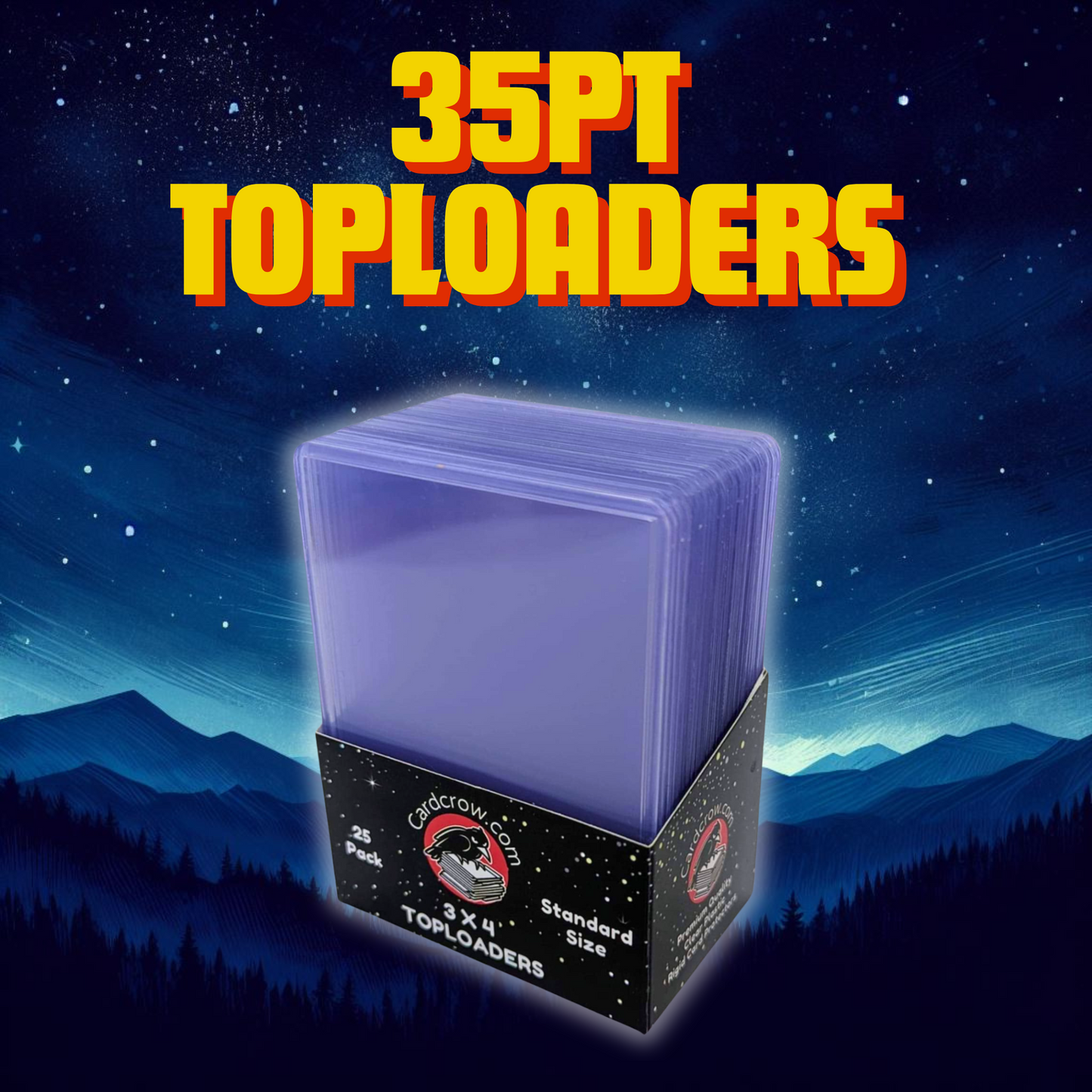 35pt Premium Toploaders - 3x4 Standard Size - 25 per pack