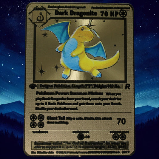 Dark Dragonite Gold Metal Card - Proxy Card