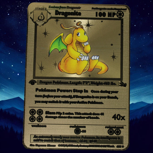 Dragonite Gold Metal Card - Proxy Card