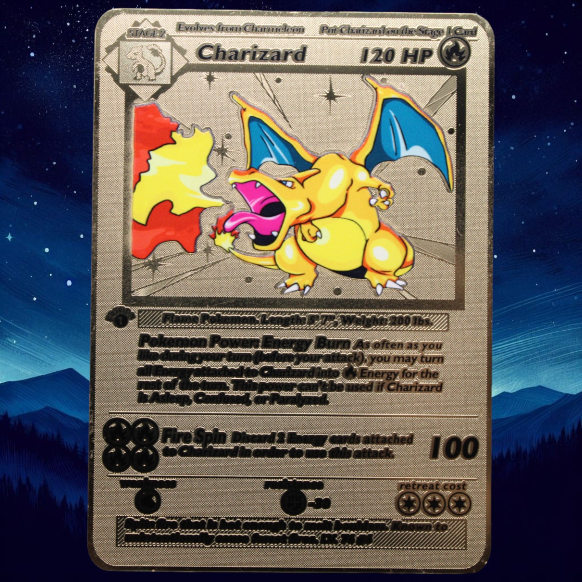 Charizard Gold Metal Card - Proxy Card Card Crow Charizard Gold Metal Card - Proxy Card Card Crow