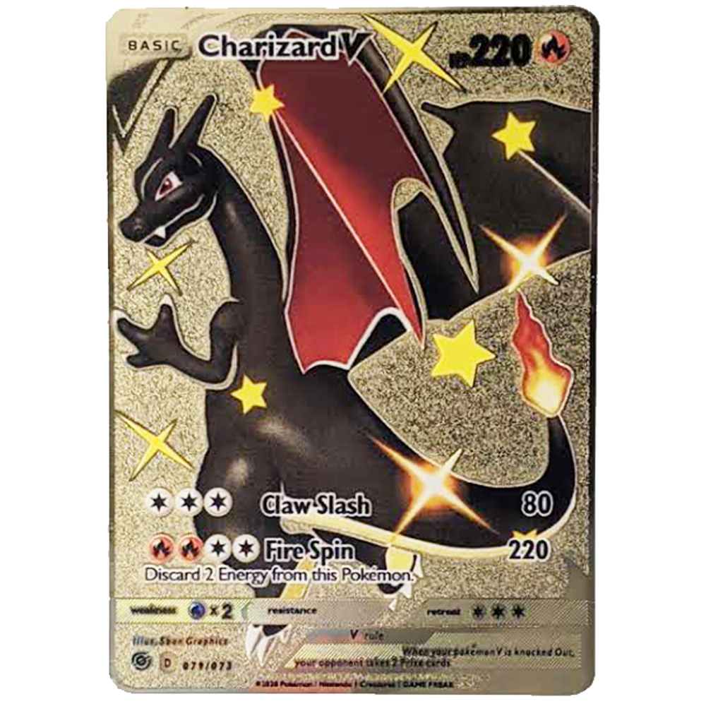 Shiny Charizard V Gold Metal Card - Proxy Card