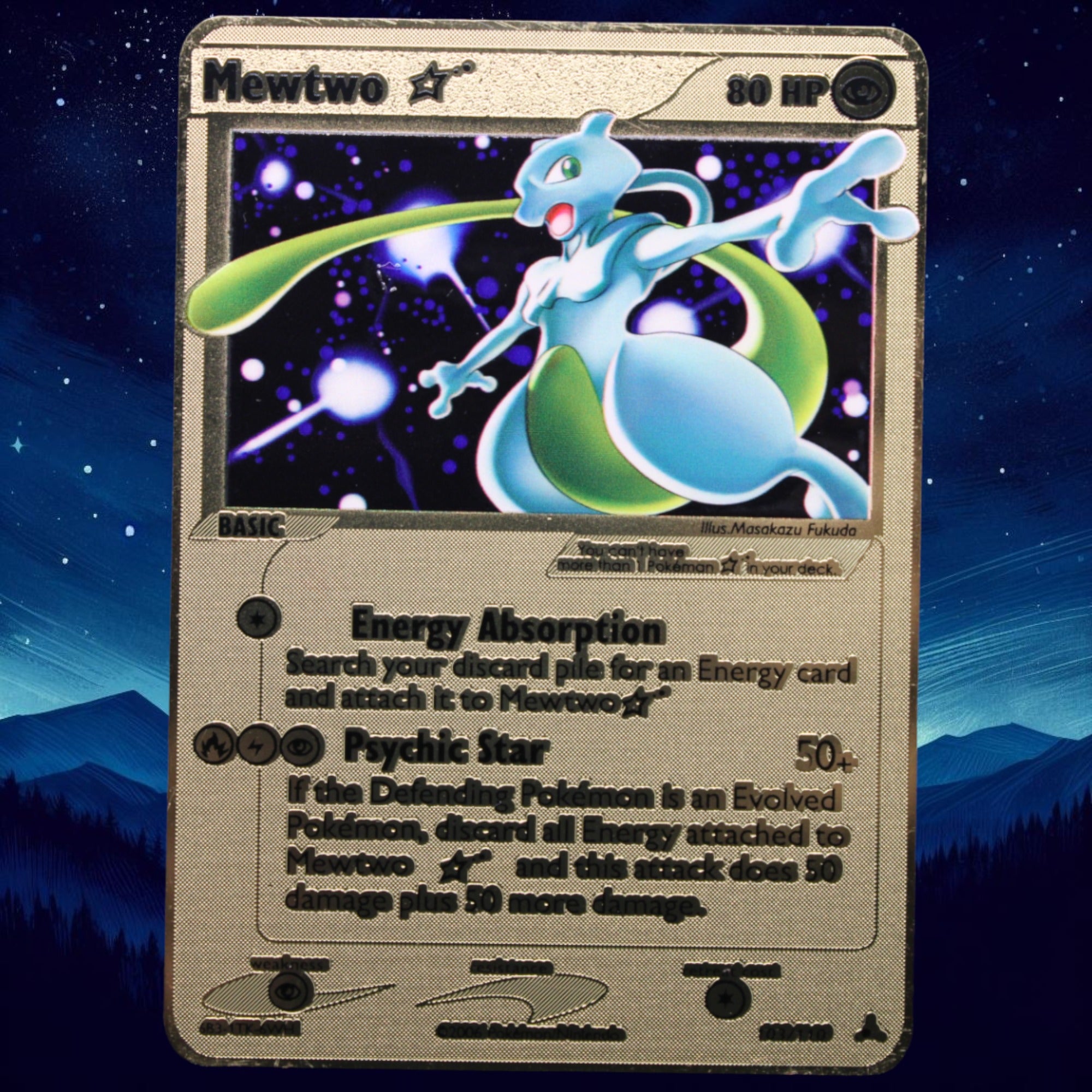 Mewtwo Gold Star Gold Metal Card