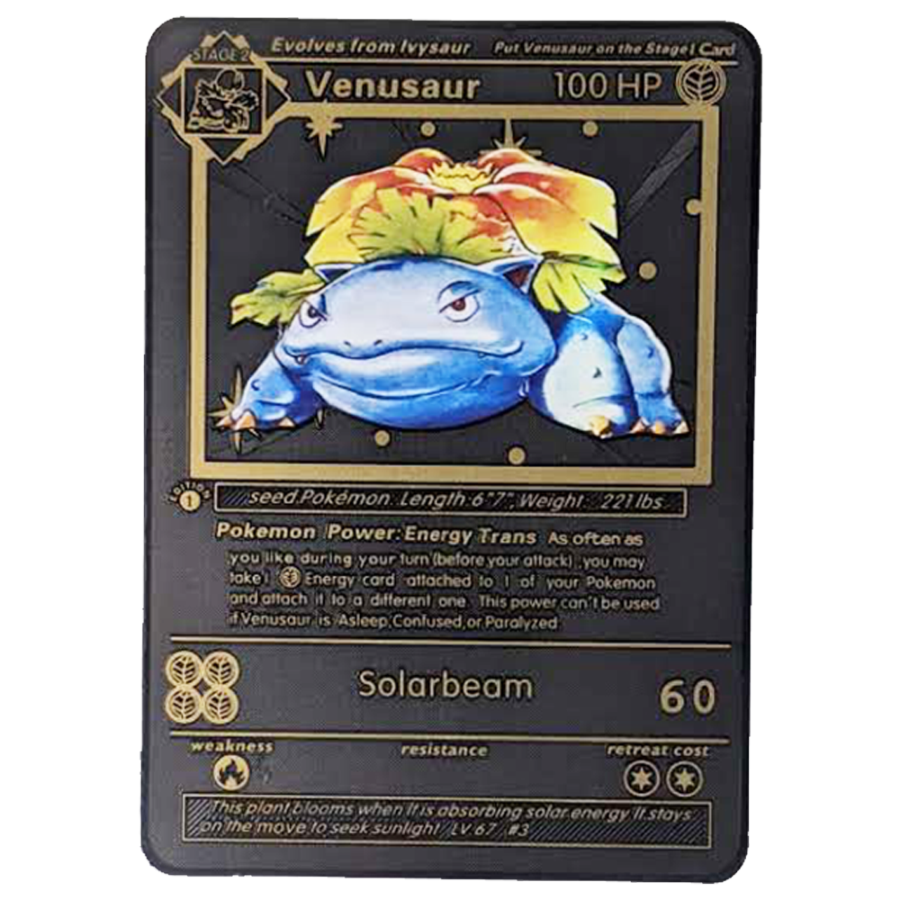 Venusaur Black Metal Card - Proxy Card