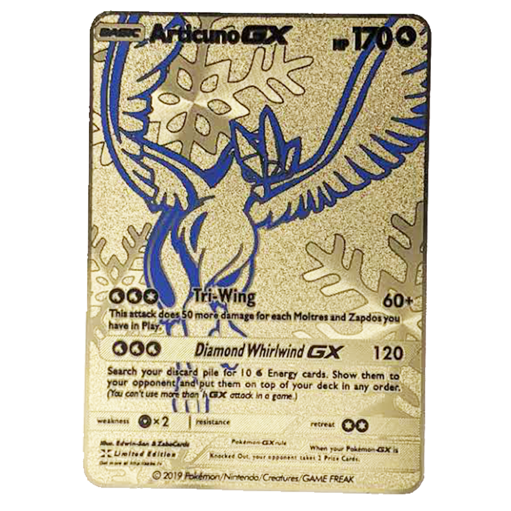 Articuno Gold Metal Card - Proxy Card