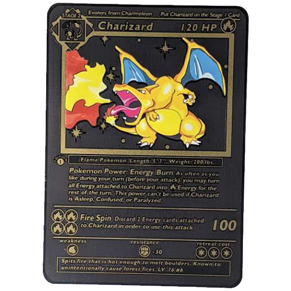 Charizard Black Metal Card - Proxy Card