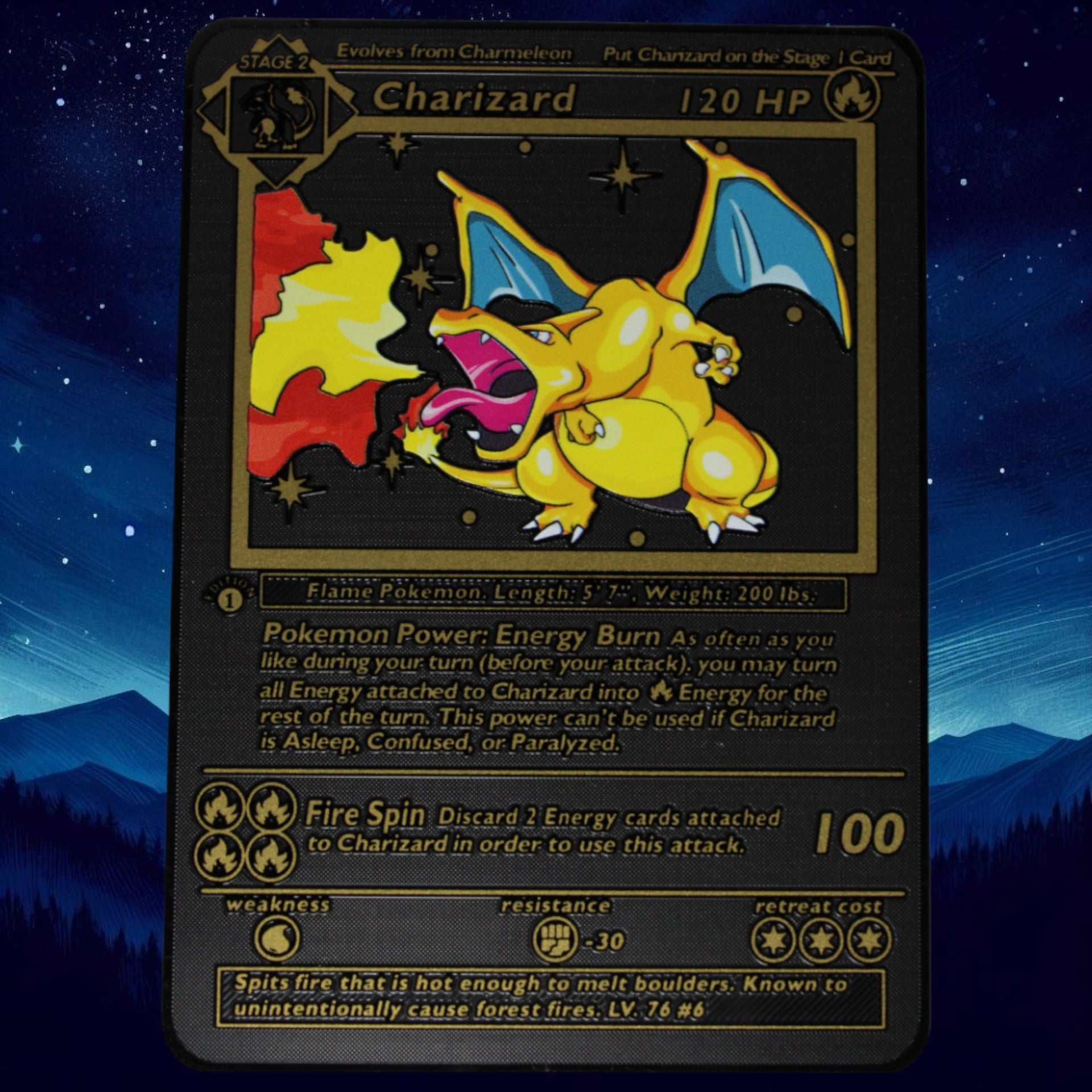 Charizard Black Metal Card
