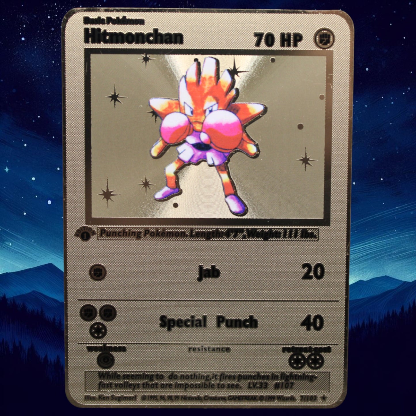 Hitmonchan Gold Metal Card - Proxy Card