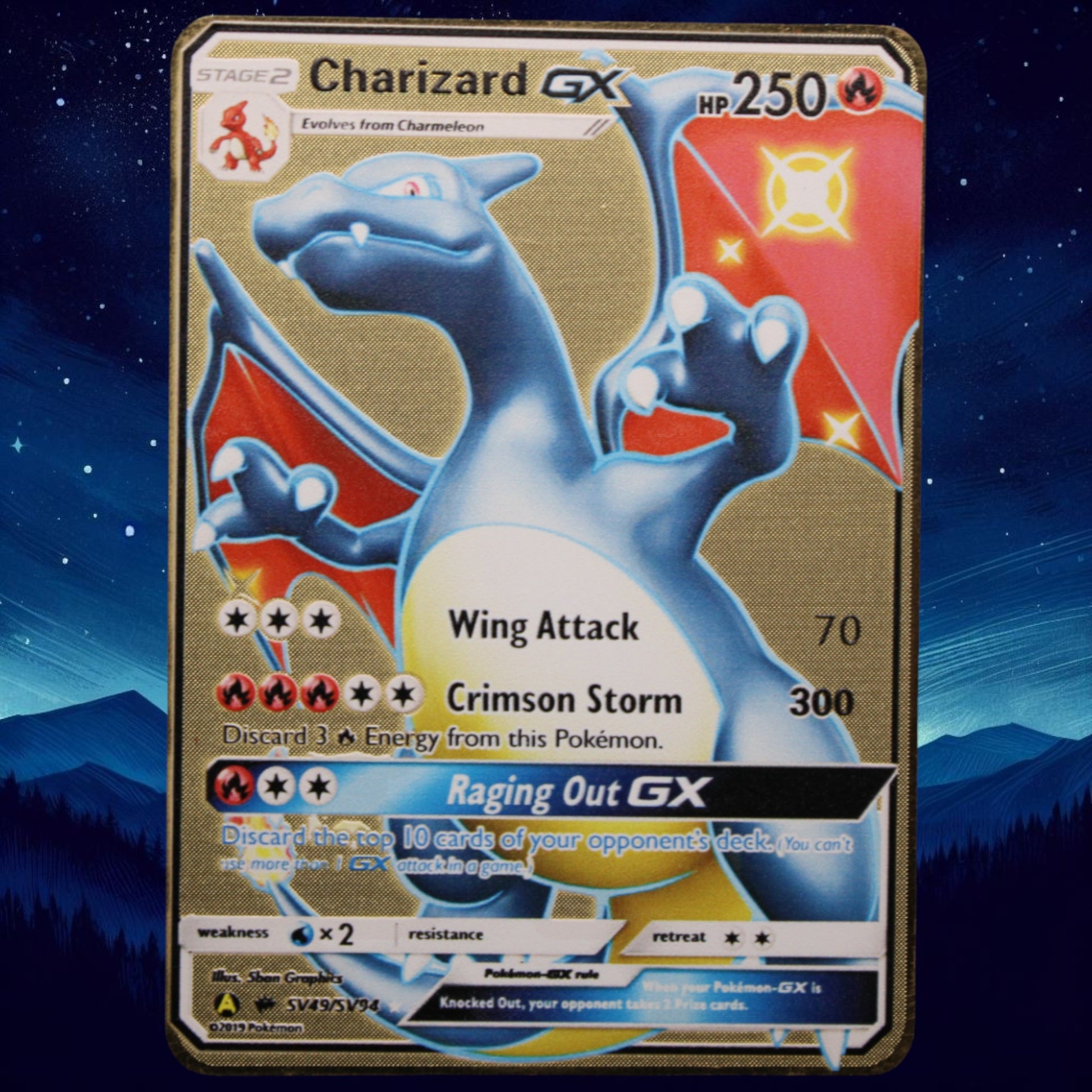 Charizard GX Gold Metal Card - Proxy Card Card Crow Charizard GX Gold Metal Card - Proxy Card Card Crow