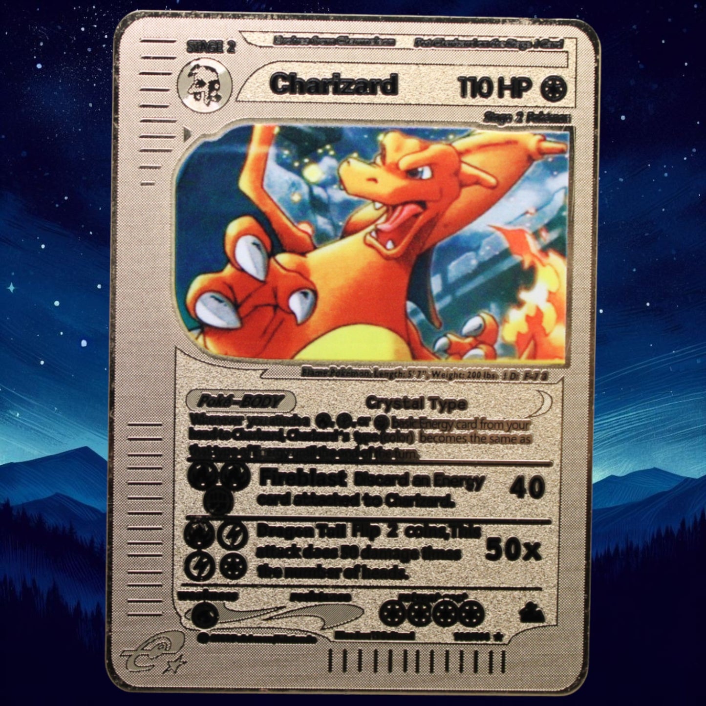 Charizard Skyridge Gold Metal Card - Proxy Card