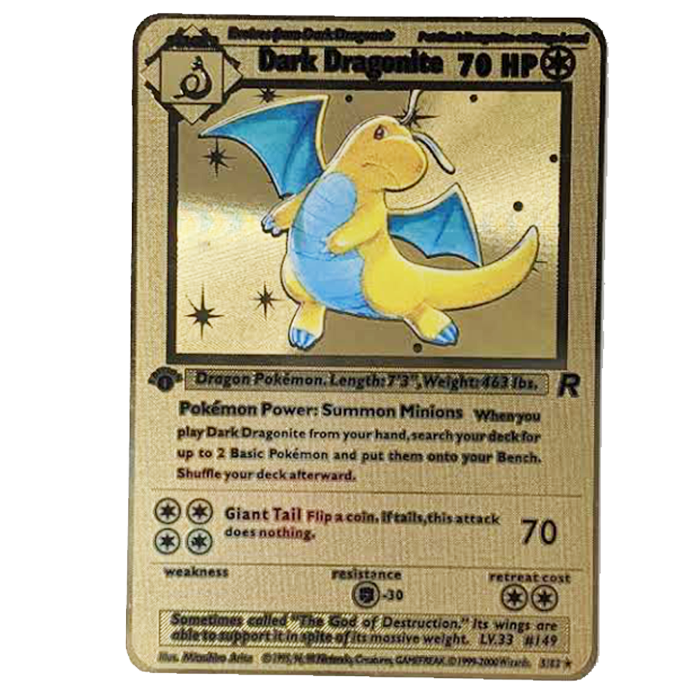 Dark Dragonite Gold Metal Card - Proxy Card