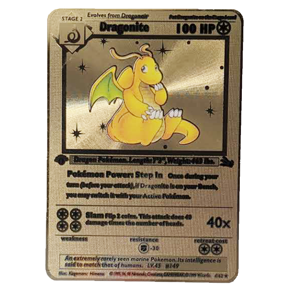 Dragonite Gold Metal Card - Proxy Card