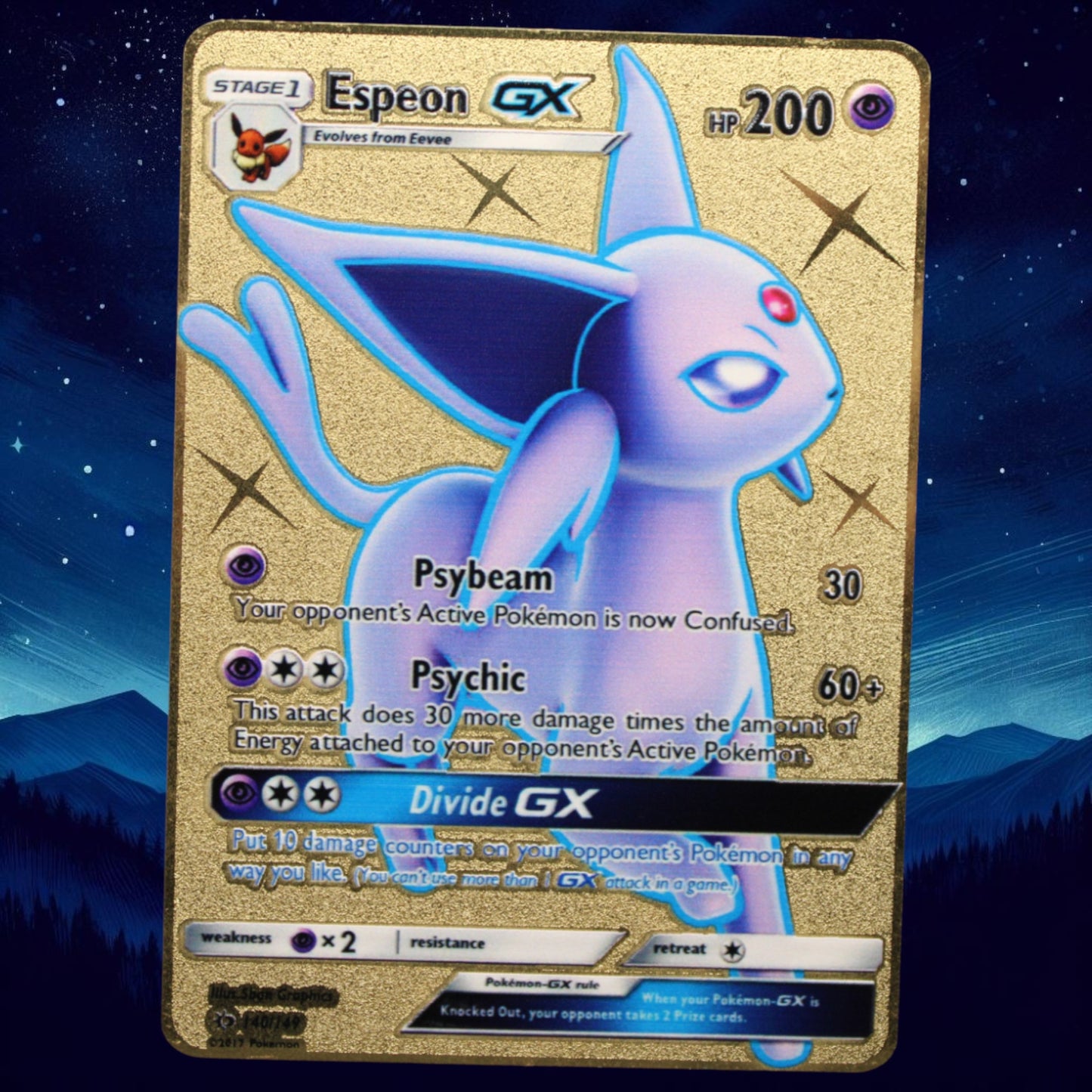 Espeon GX Gold Metal Card - Proxy Card