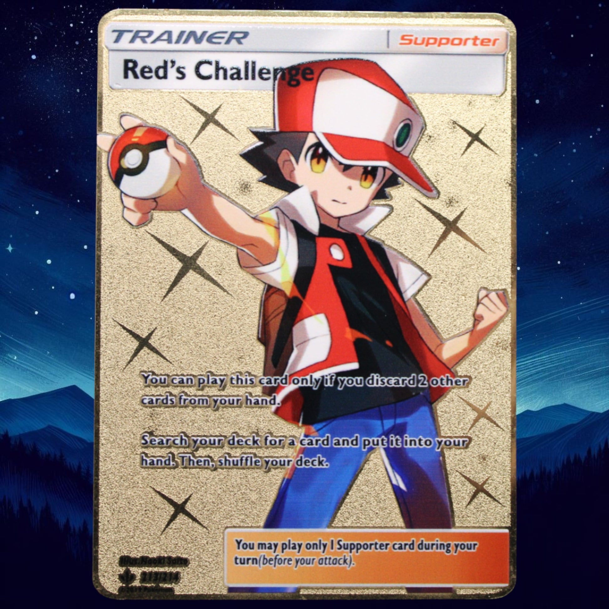 pokemon red card Red's Challenge Gold Metal Card