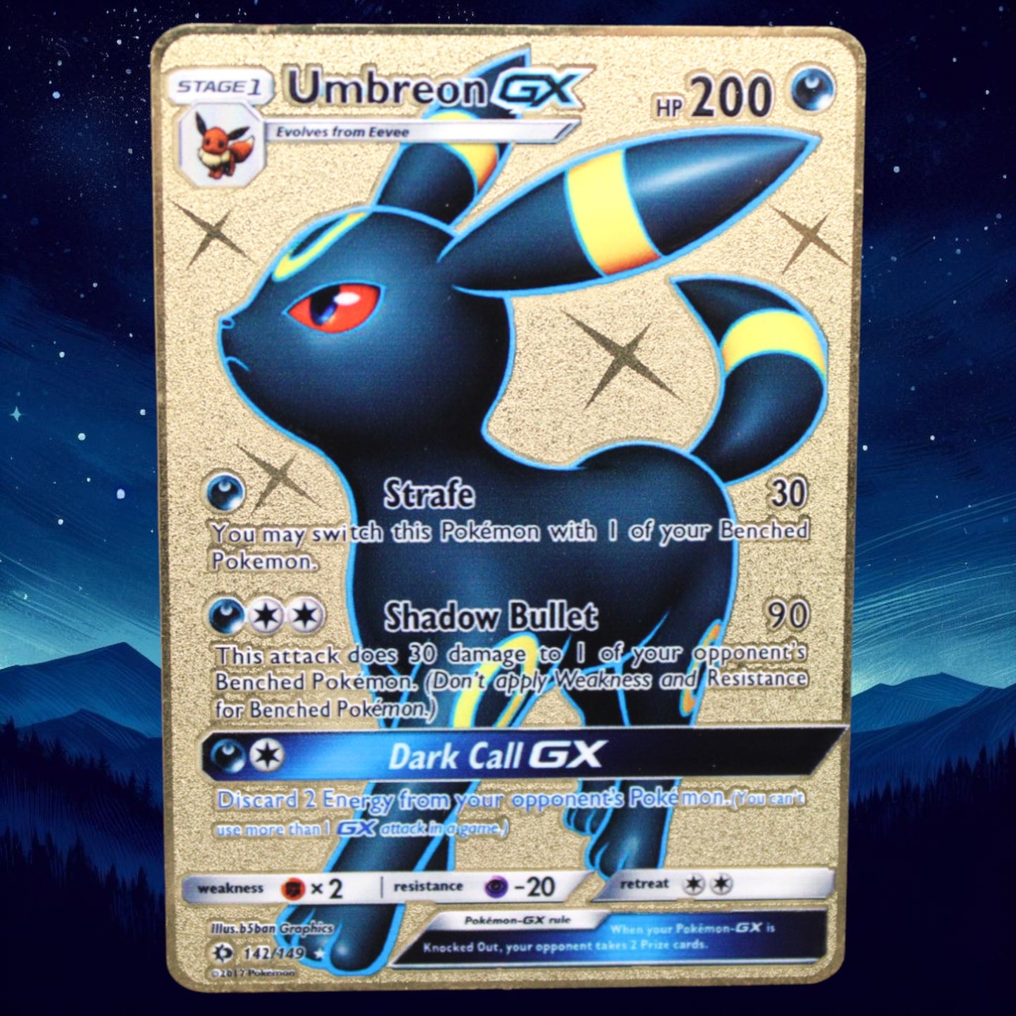 Umbreon GX Gold Metal Card - Proxy Card