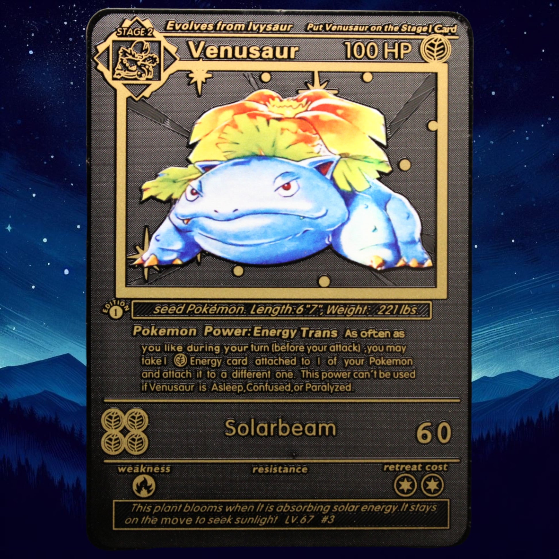 Venusaur Black Metal Card - Proxy Card Card Crow Venusaur Black Metal Card - Proxy Card Card Crow